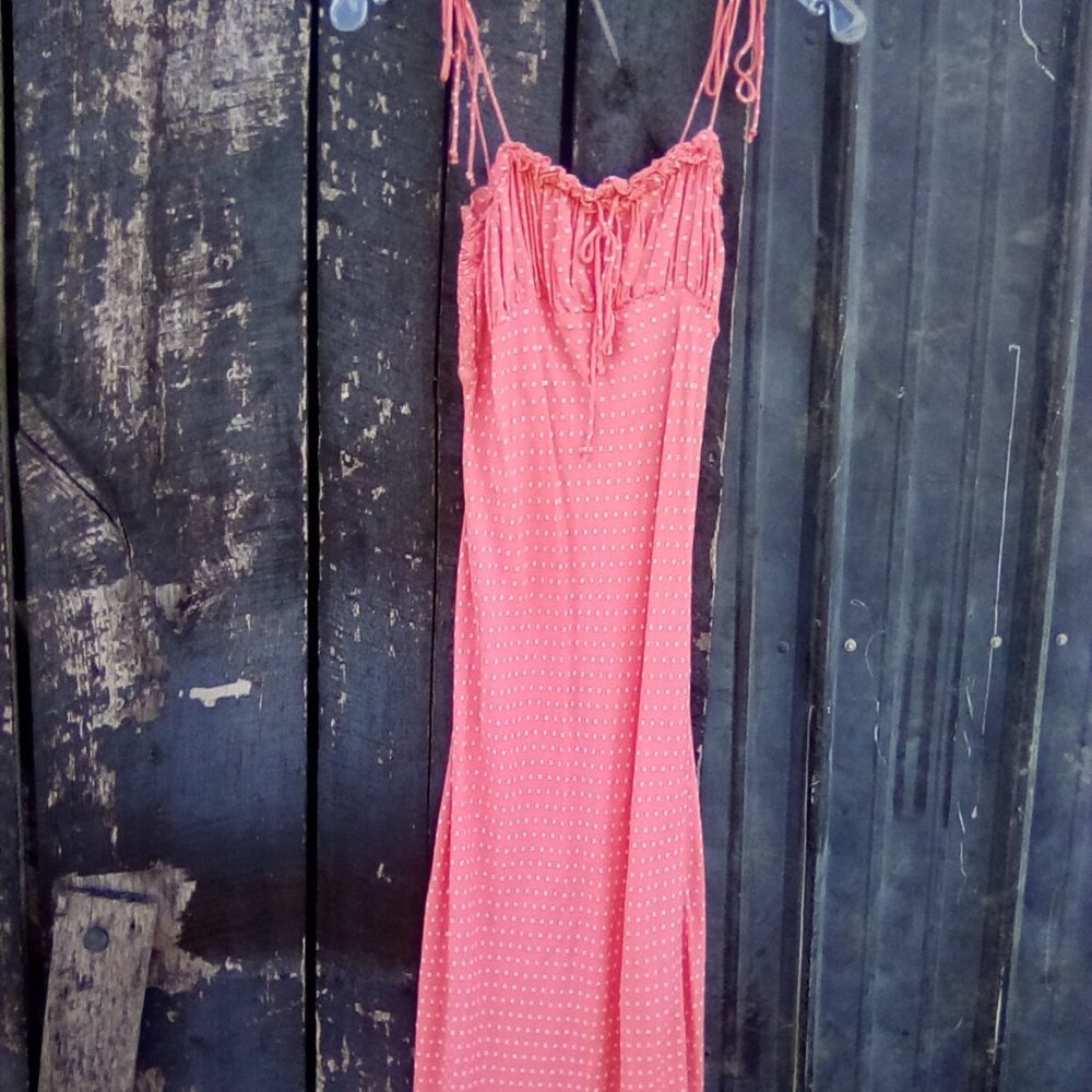 Revolve Cleobella Swiss Dot Maxi Dress Peach Small